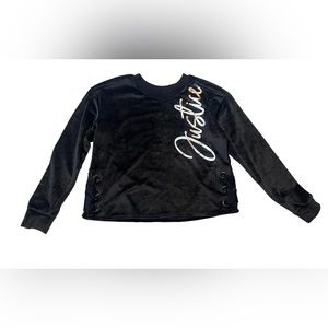 NWT JUSTICE GIRLS SWEATER/LONG SLEEVE VELOUR FEEL, SZ 14/16PL